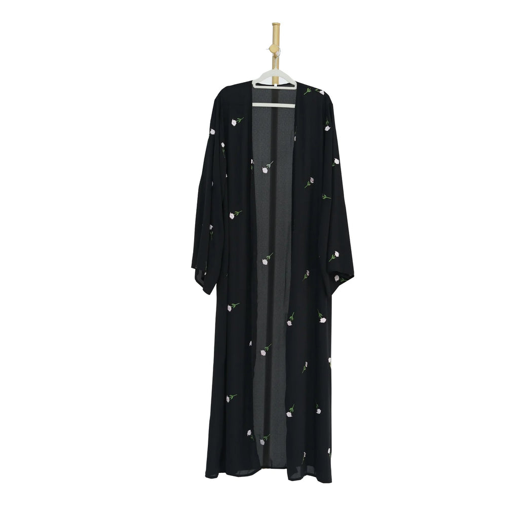 Bushra Embroidered Long Abaya - front
