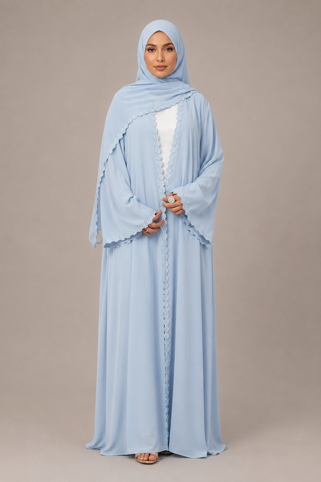 Hala Floral Lace Abaya & Hijab Set