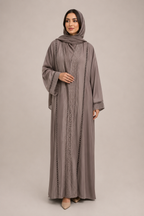 Hind Hollow-Out Lace Cardigan Abaya