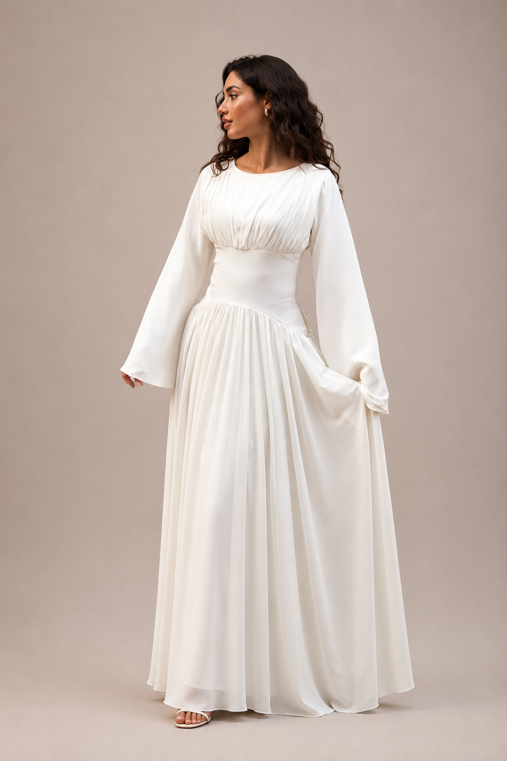 Layan Pleated Chiffon Corset Dress