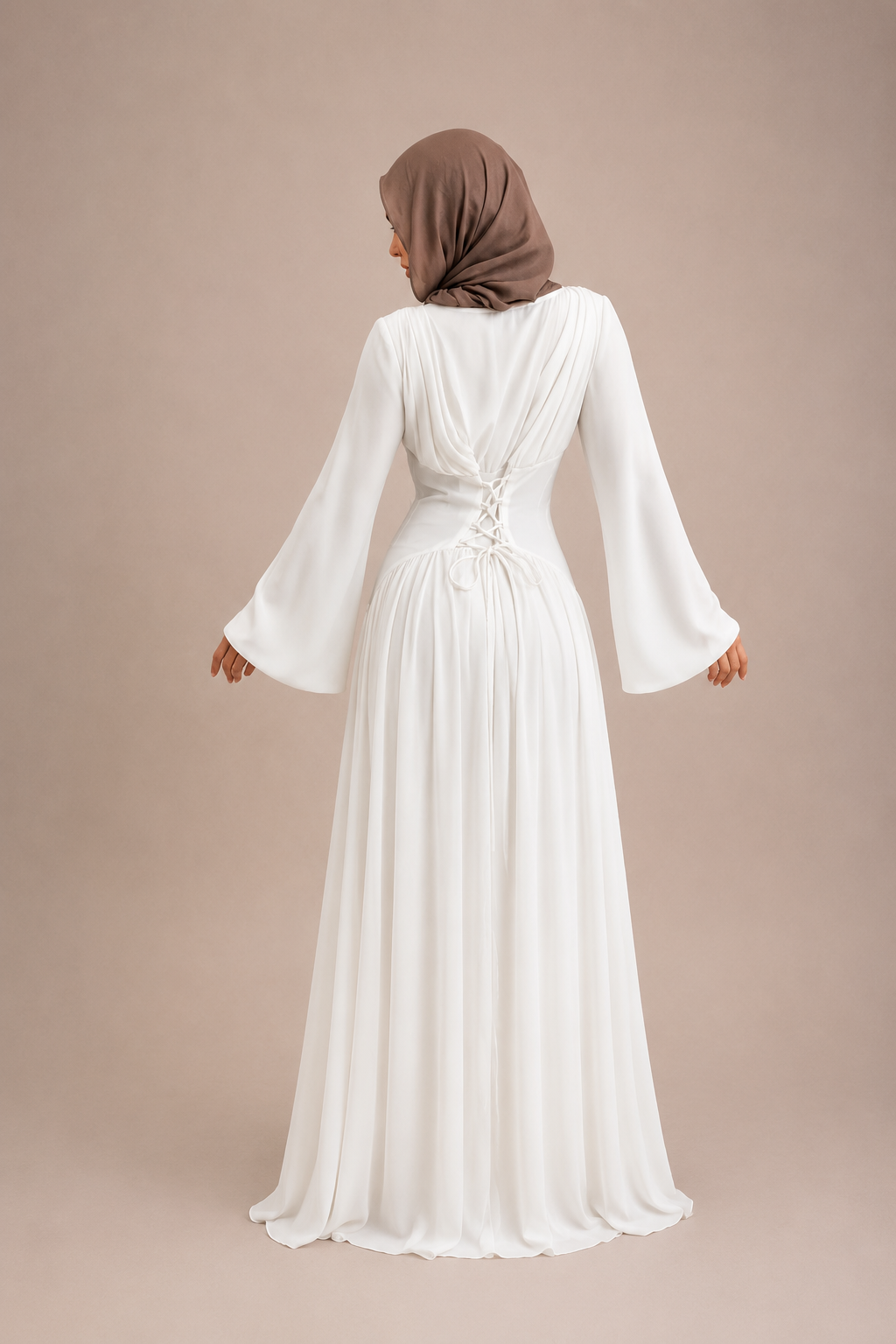 Layan Pleated Chiffon Corset Dress