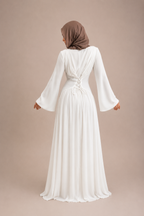 Layan Pleated Chiffon Corset Dress