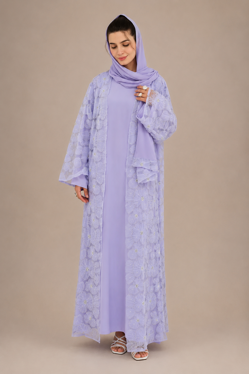 Lulwa Pearl Beaded 3PC Abaya Set