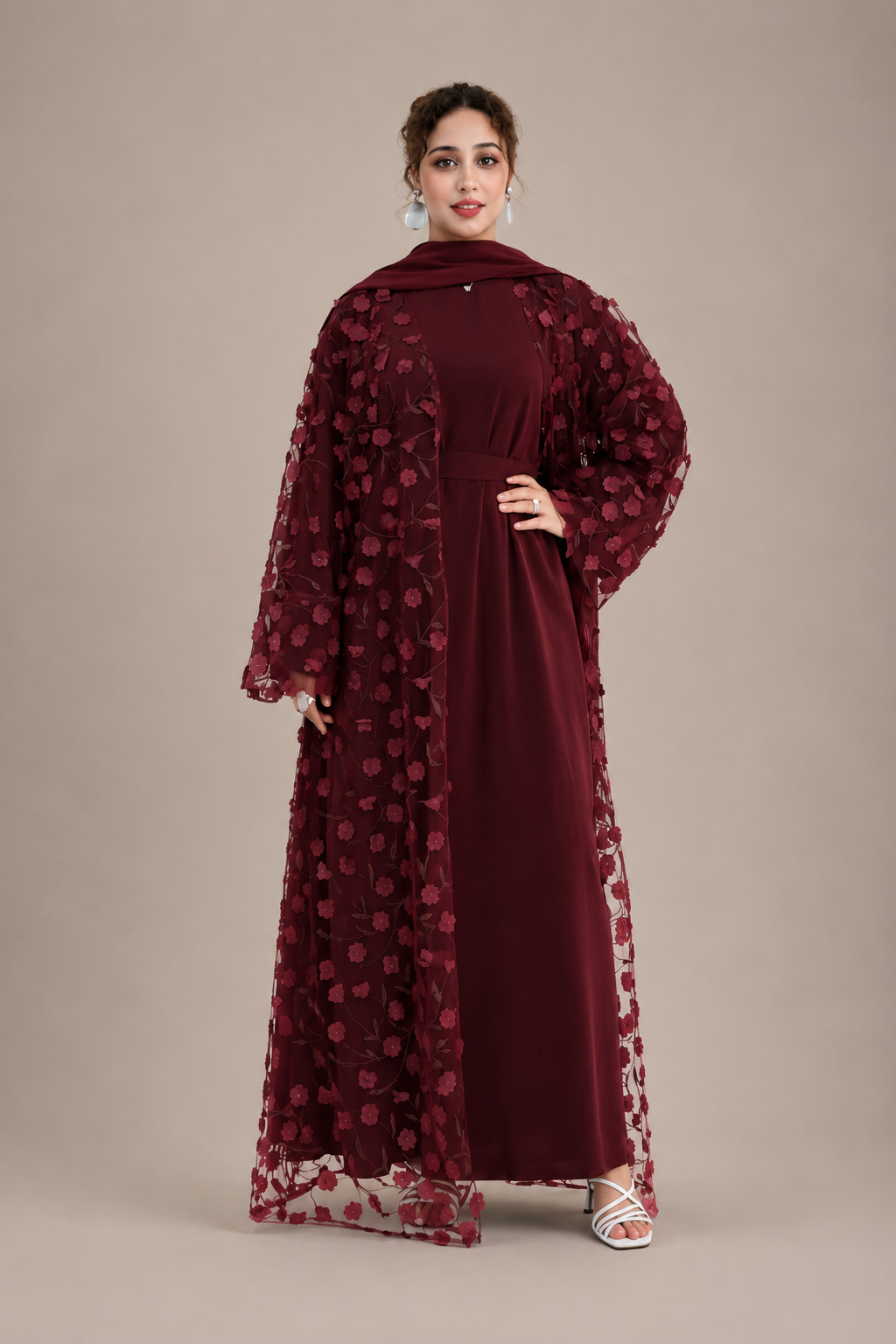 Layla Embroidered Abaya Set with Inner Dress