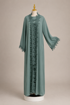 Nadia 2pc Lace Trim Abaya Set