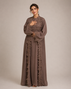 Nadia 2pc Lace Trim Abaya Set