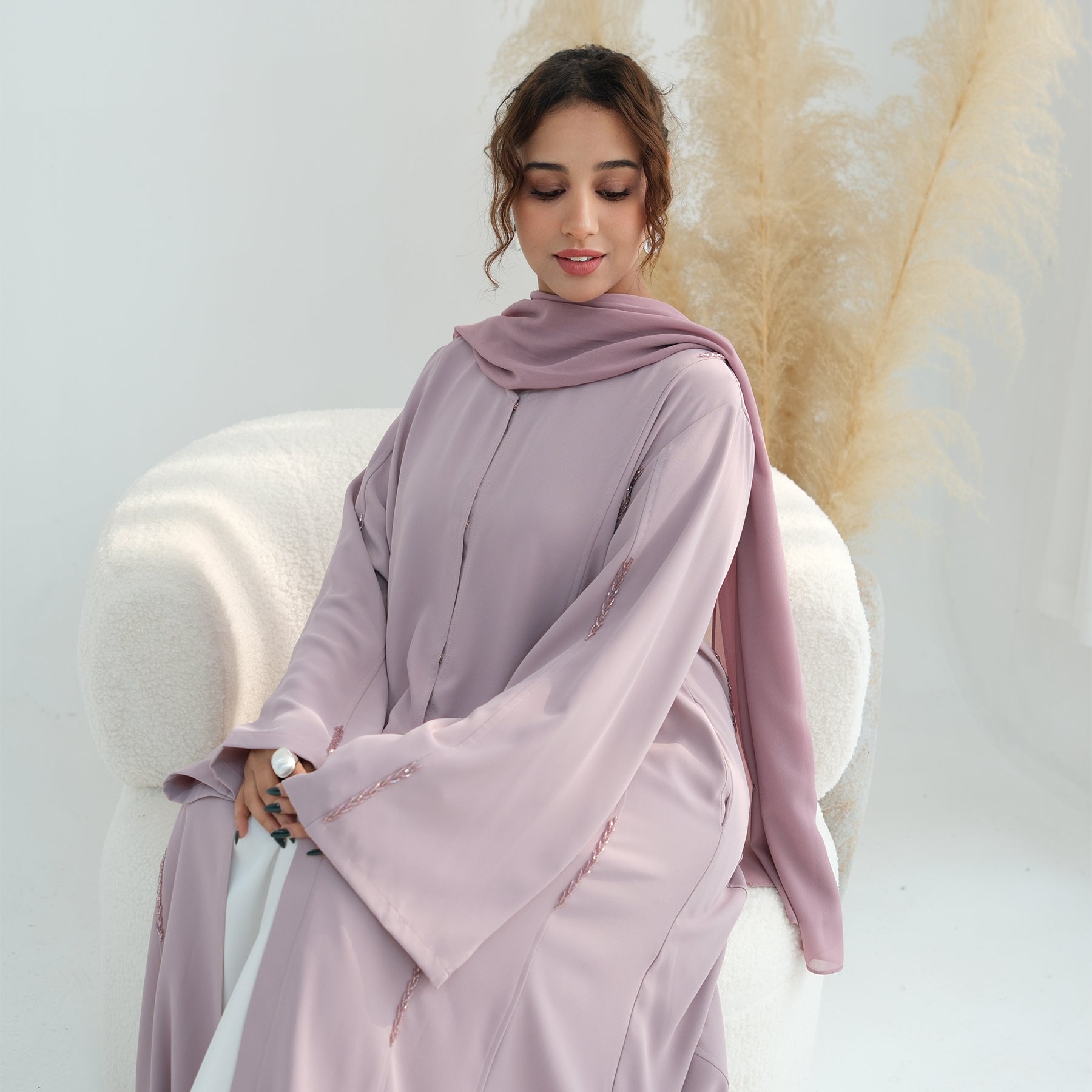 Sabah Beaded Kaftan Abaya - styled