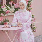 Zohra Blossom Printed Chiffon Abaya - front