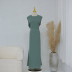Nadia 2pc Lace Trim Abaya Set - detail