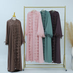 Nadia 2pc Lace Trim Abaya Set - styled