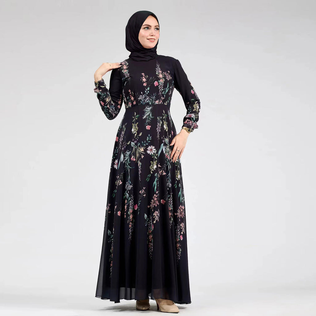 Samar Floral Chiffon Lined Dress - front