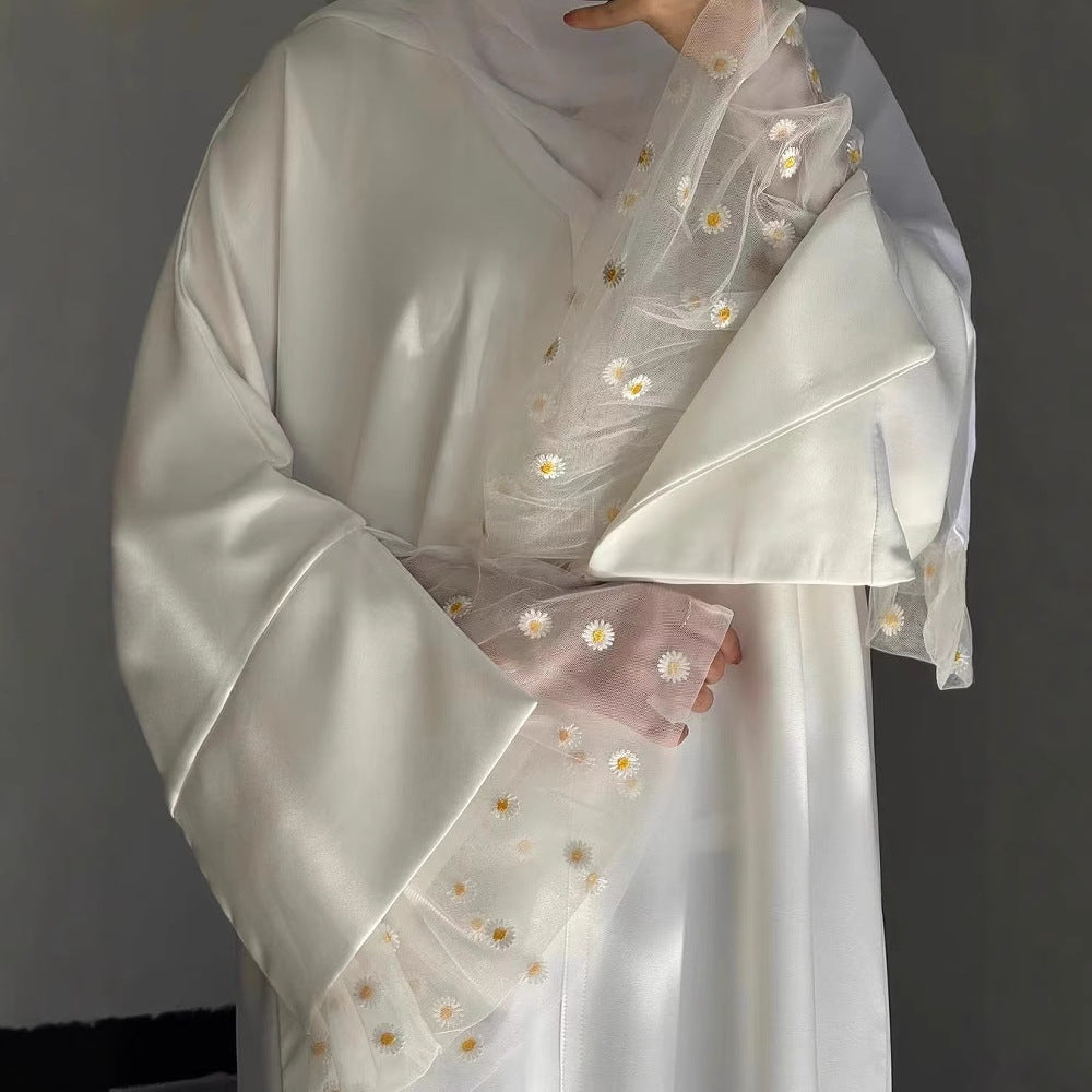 Elif Daisy Lace Abaya Dress - styled