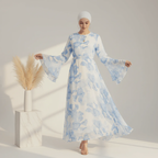 Zohra Blossom Printed Chiffon Abaya - lifestyle