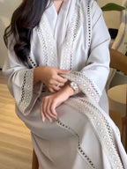 Hind Hollow-Out Lace Cardigan Abaya - lifestyle