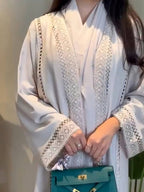 Hind Hollow-Out Lace Cardigan Abaya - full look