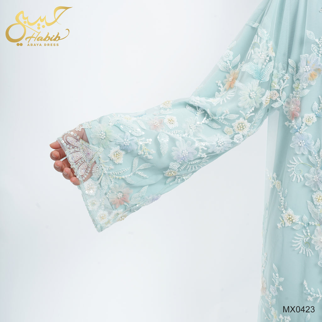 Rawan Organza Sweetheart Abaya - detail