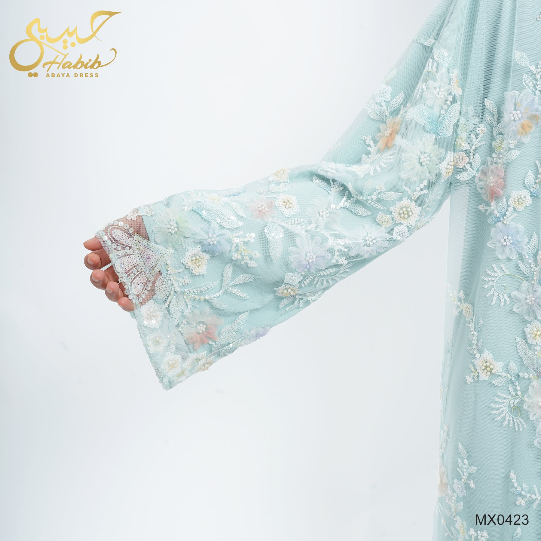 Rawan Organza Sweetheart Abaya - detail