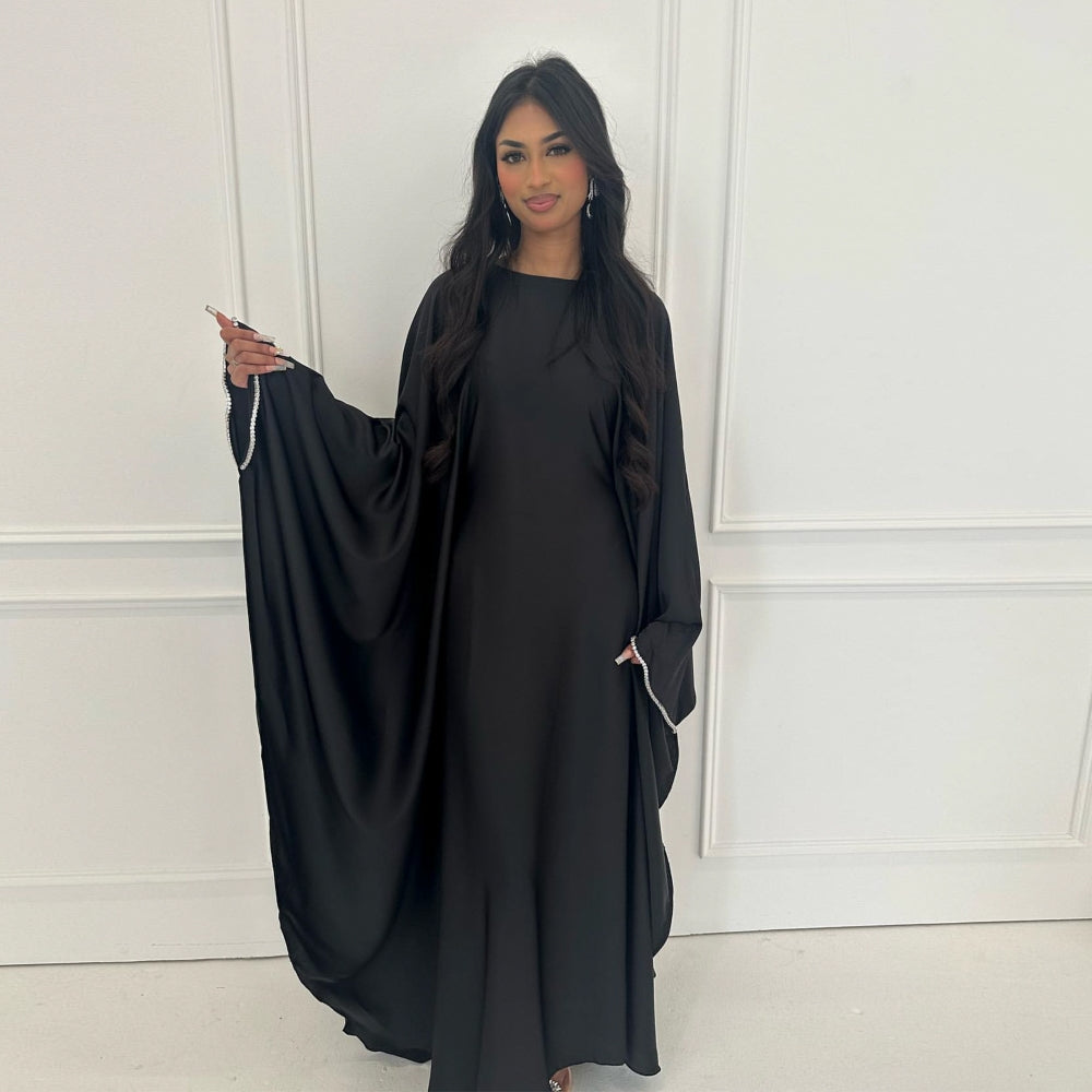 Farida Plus Size Diamond Butterfly Abaya - detail