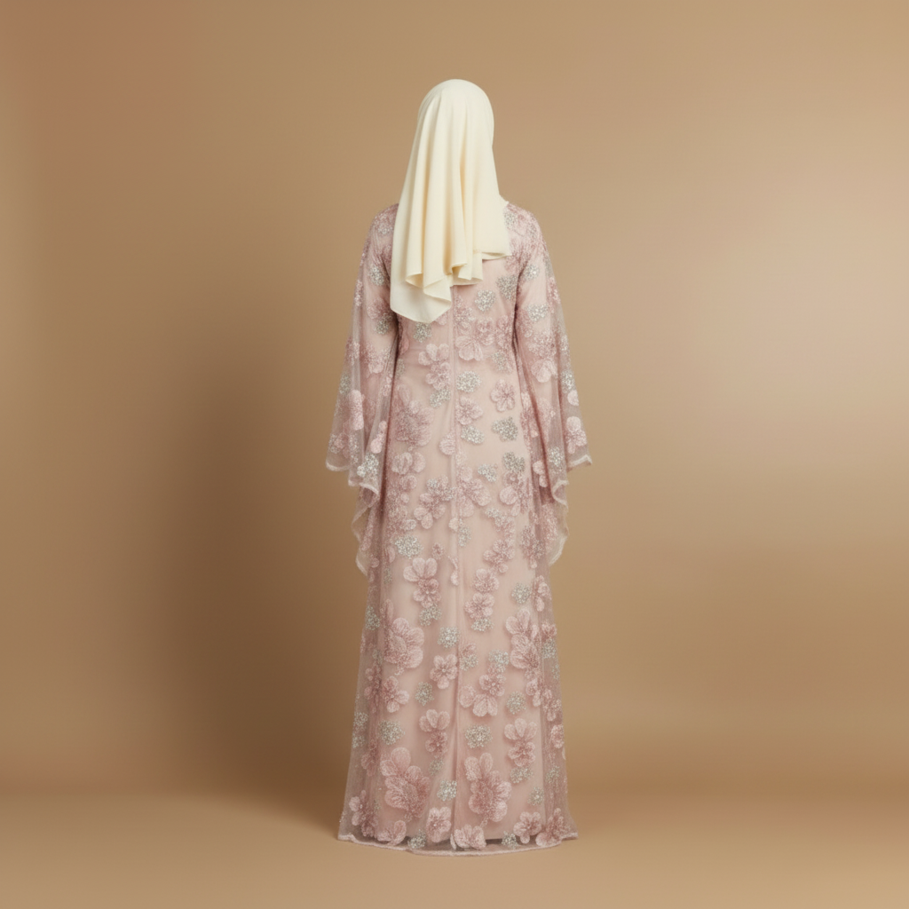 Reem Rhinestone Two-Piece Abaya - detail