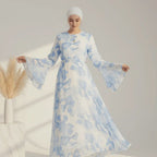 Zohra Blossom Printed Chiffon Abaya - detail