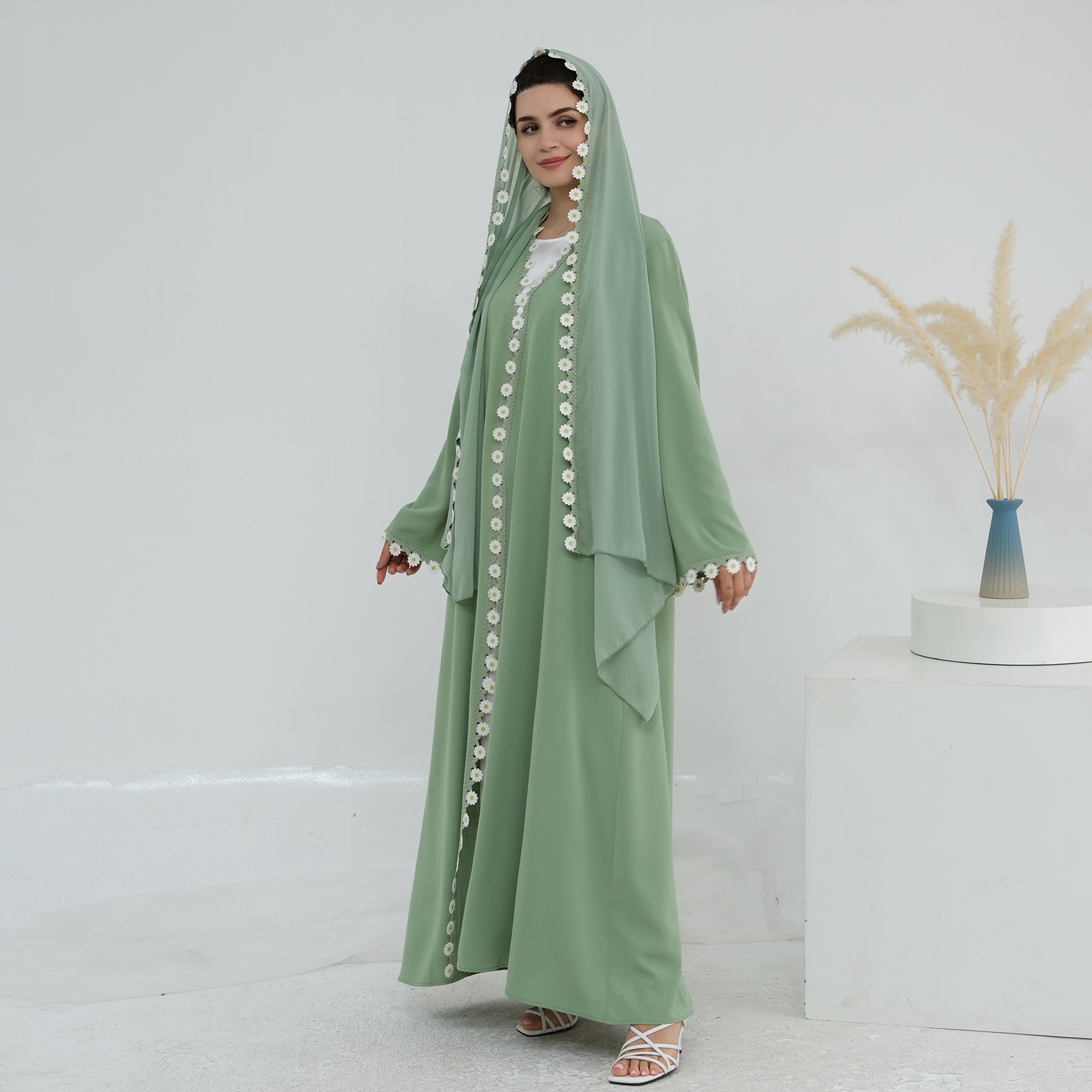Zahra Olive Maxi Abaya - full look