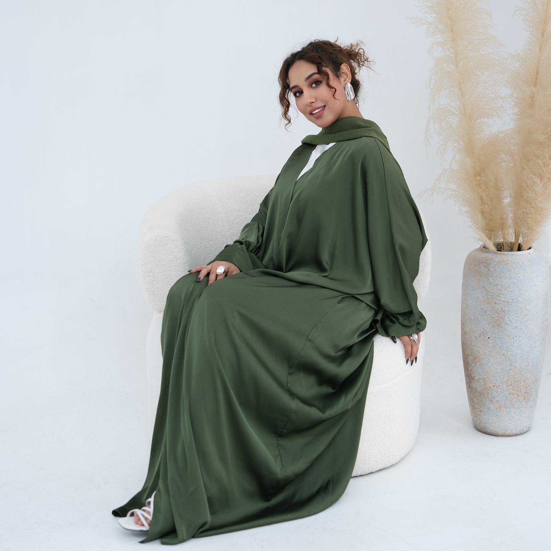 Rania Satin Slit Abaya - detail