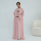 Nadia 2pc Lace Trim Abaya Set - lifestyle