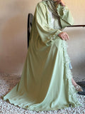 Noor Floral Lace Cardigan Abaya - front