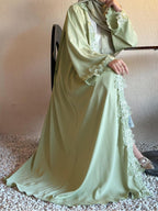 Noor Floral Lace Cardigan Abaya - front