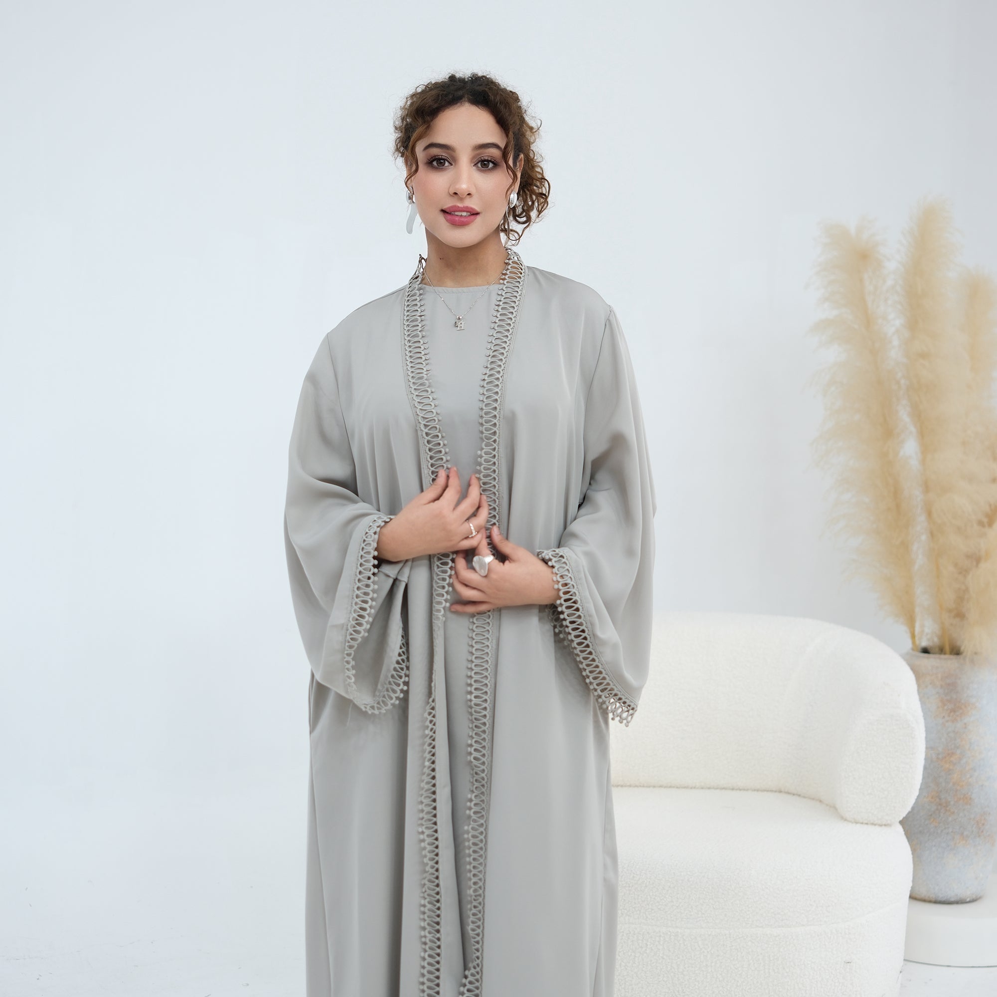 Alia Lace Two-Piece Abaya Set - detail