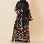 Warda Rose Garden Embroidered Abaya - full look