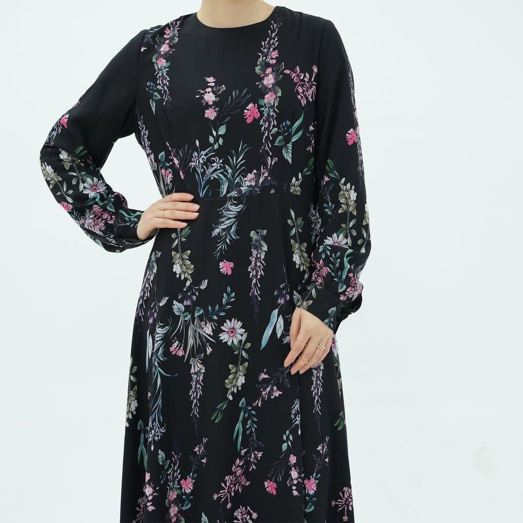 Samar Floral Chiffon Lined Dress - lifestyle