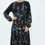 Samar Floral Chiffon Lined Dress - lifestyle