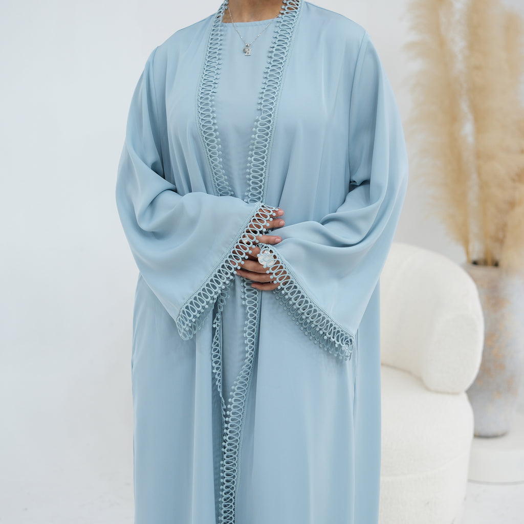 Alia Lace Two-Piece Abaya Set - full look