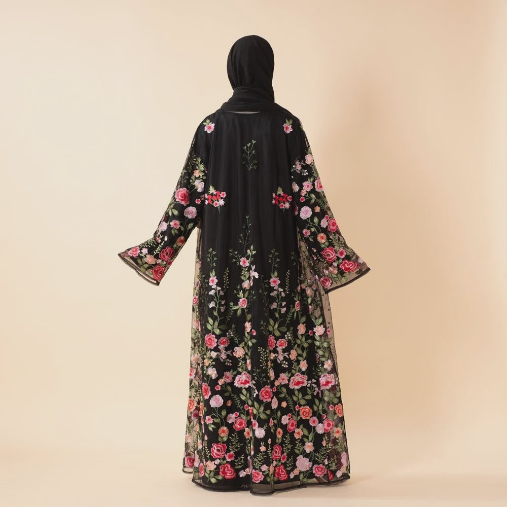 Warda Rose Garden Embroidered Abaya - detail