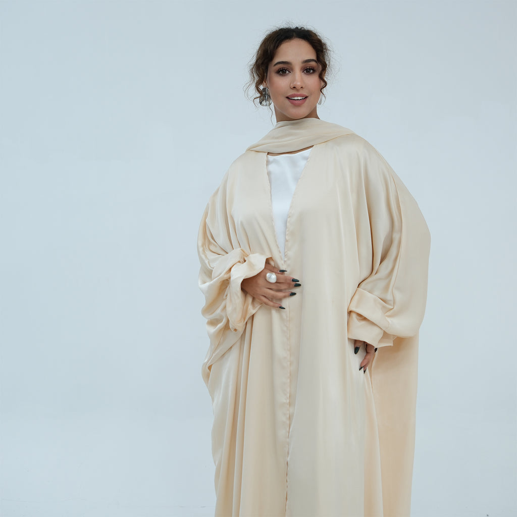 Rania Satin Slit Abaya - full look