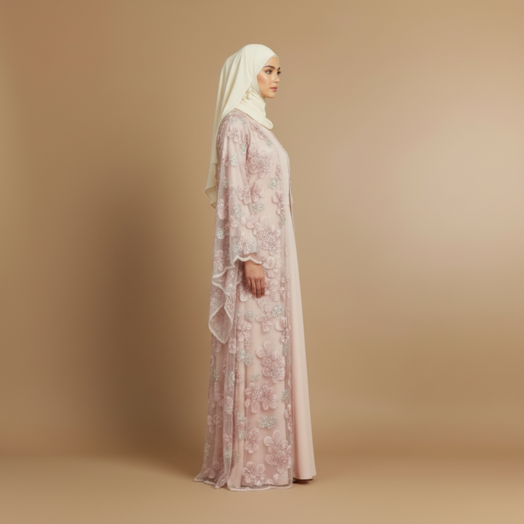 Reem Rhinestone Two-Piece Abaya - styled