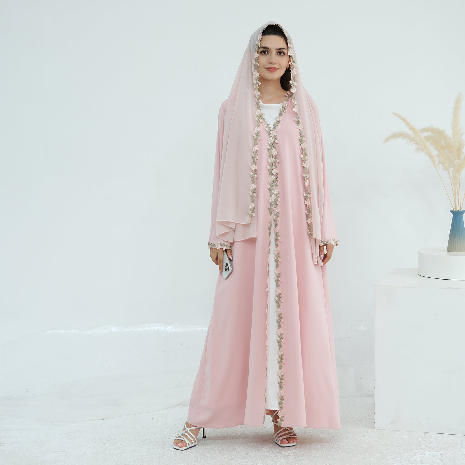 Zahra Olive Maxi Abaya - close up