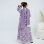 Layla Embroidered Abaya Set with Inner Dress - close up