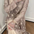 Amira Lace Layered Open Abaya - front