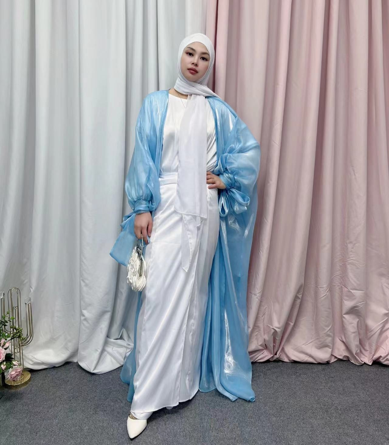 Maha Shimmer Puffed Sleeve Abaya - lifestyle