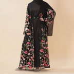 Warda Rose Garden Embroidered Abaya - styled