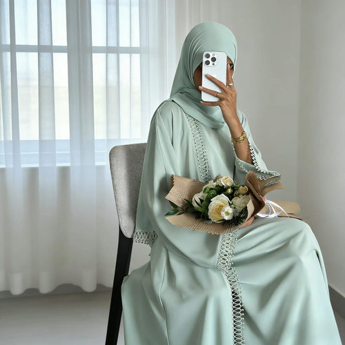 Alia Lace Two-Piece Abaya Set - front