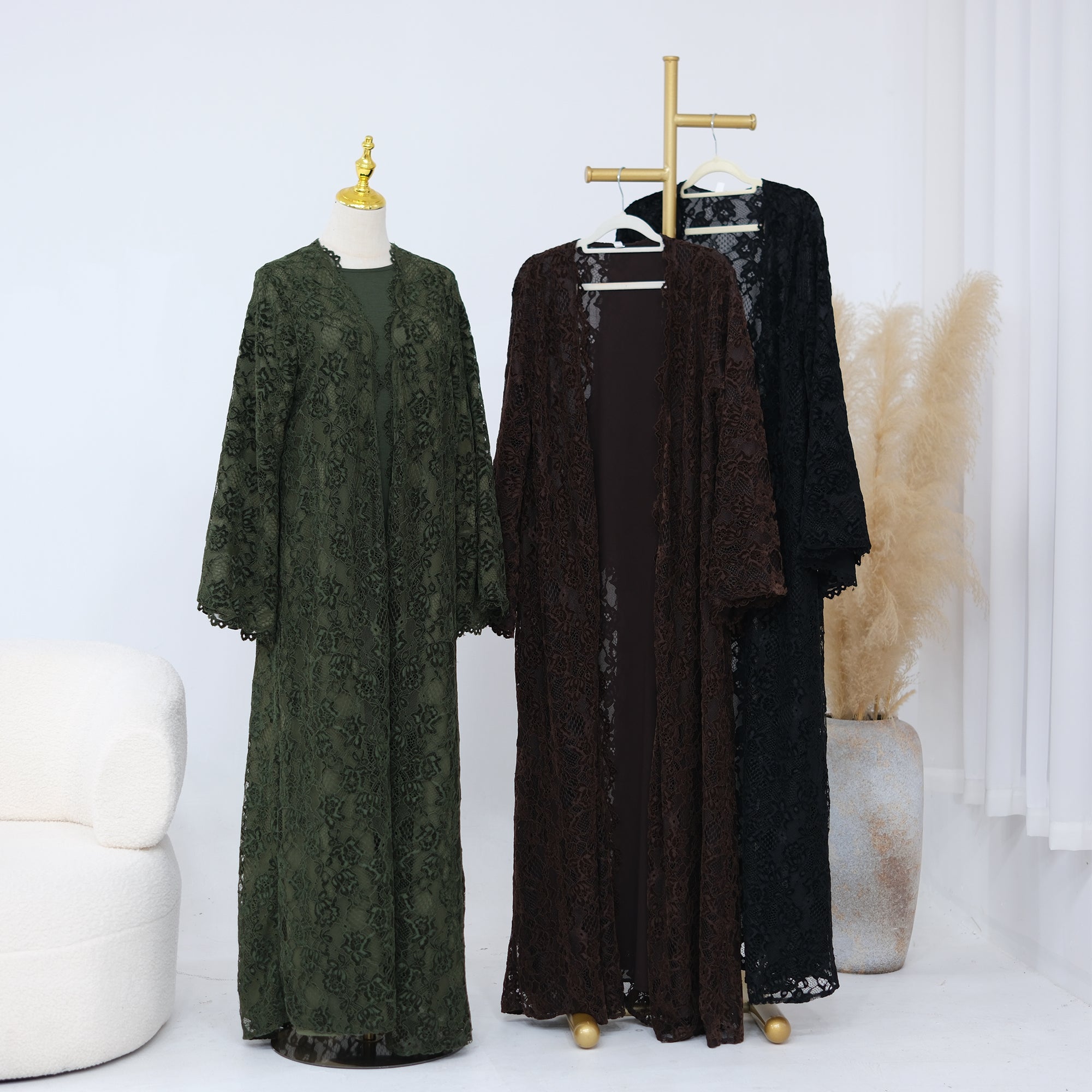 Rania Lace Kimono Abaya - styled