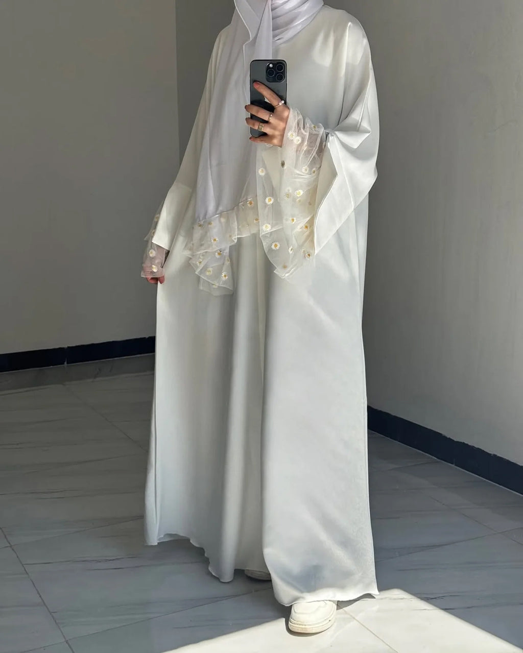 Elif Daisy Lace Abaya Dress - lifestyle