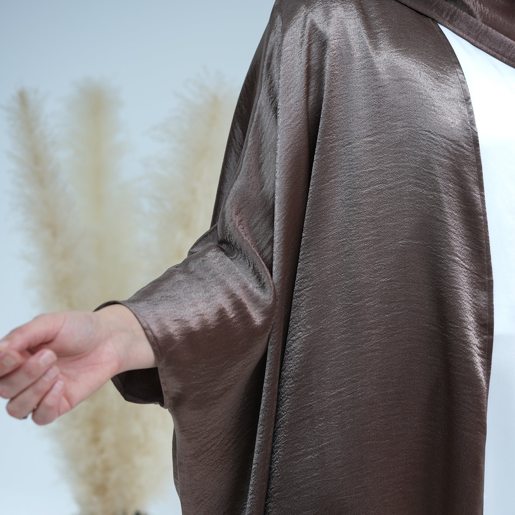 Sana Satin Open Abaya - full look