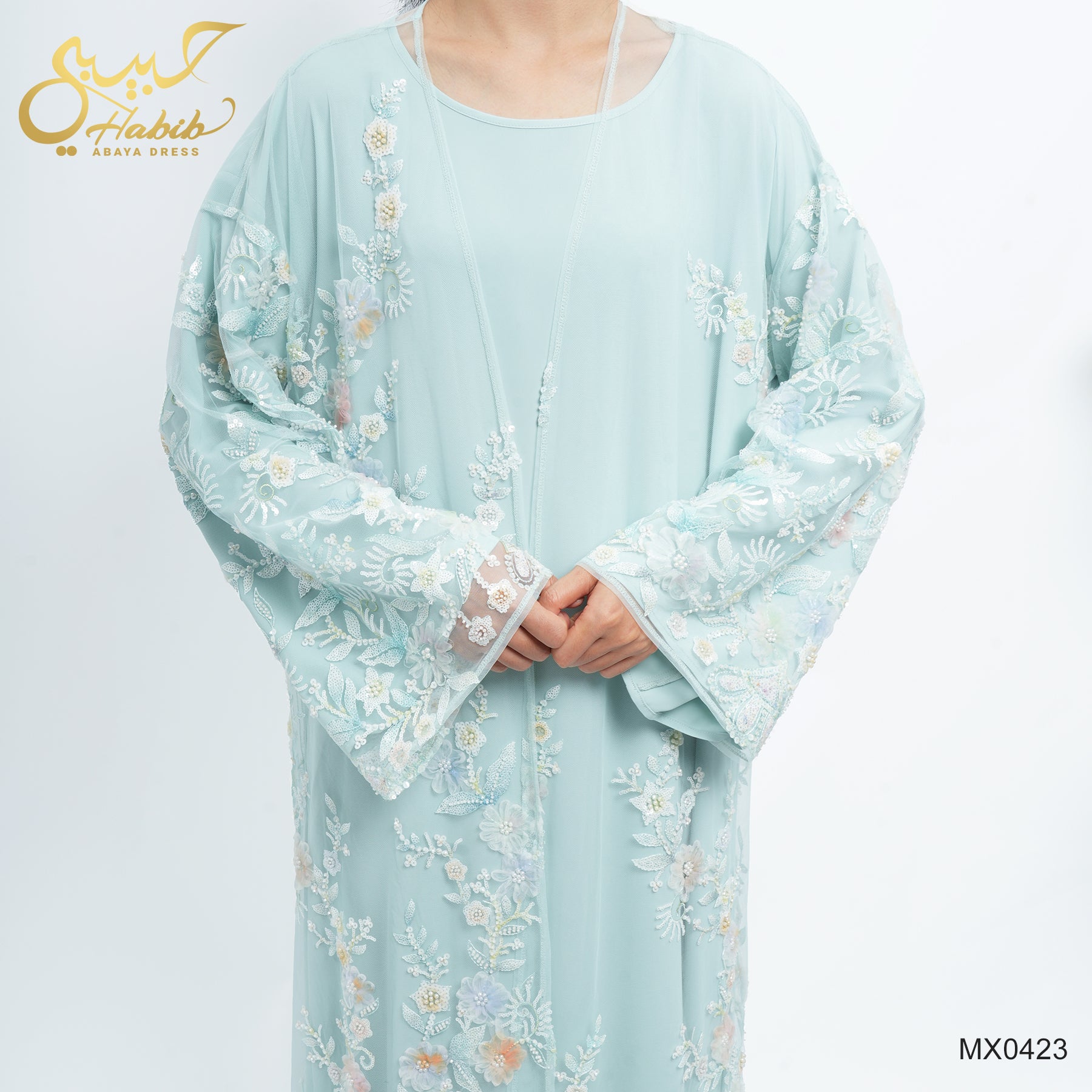 Rawan Organza Sweetheart Abaya - styled