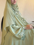 Noor Floral Lace Cardigan Abaya - detail