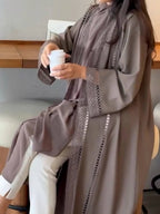 Hind Hollow-Out Lace Cardigan Abaya - styled