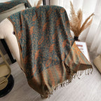 2025 New Luxury Faux Cashmere Shawl Women Ethnic Paisley Tassel Jacquard Scarf Warm for Autumn Hijab Large Fringe Ready to Ship